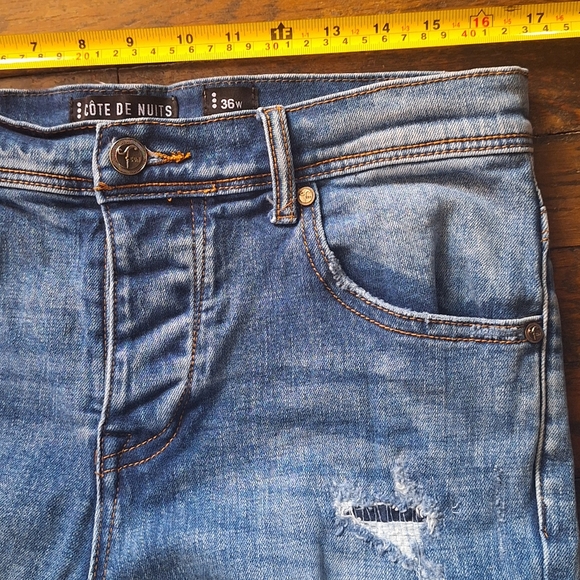 Cote De Nuits Distressed Patched Skinny Jeans size 36x33 - Picture 8 of 12